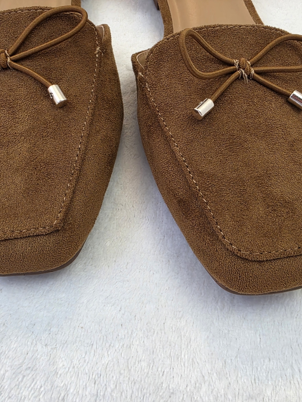 Kensie Brown Suede Flats Womens 8.5 Pointed Toe D’Orsay Slip On Bow Detail - Picture 3 of 6